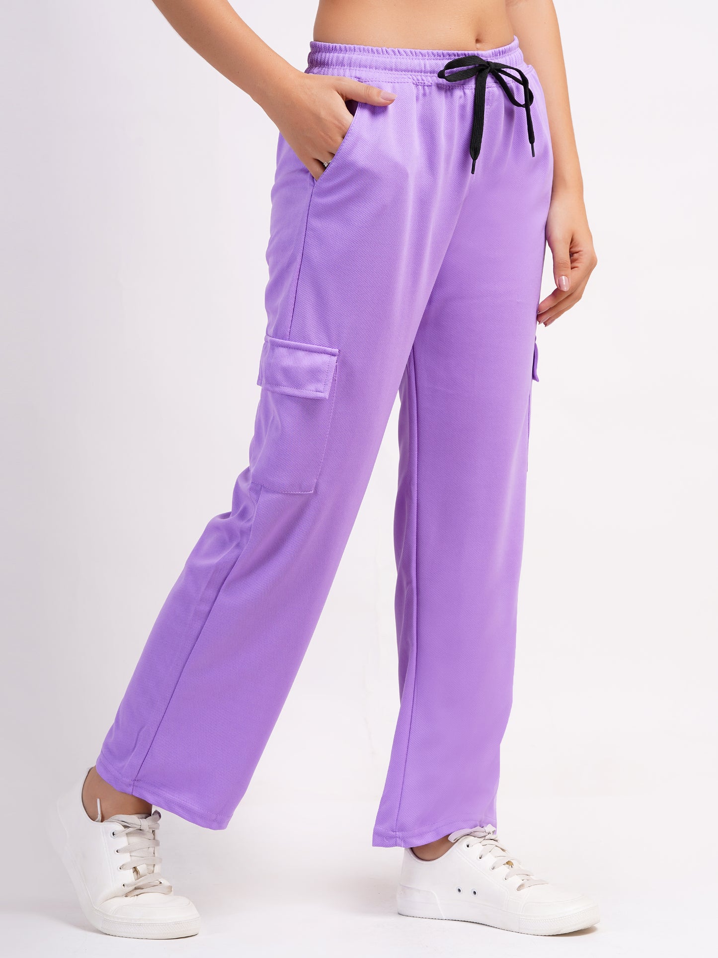 DEVPREET Women Four Pocket Cargo Pants Lavender