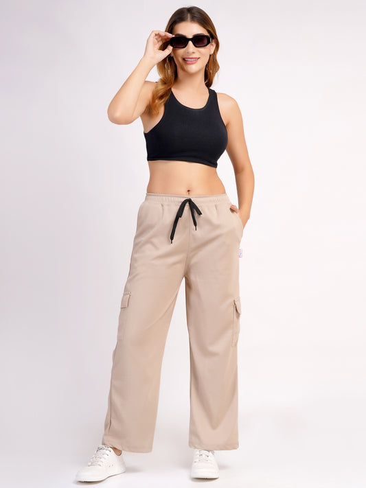 DEVPREET Women Four Pocket Cargo  Pant Beige