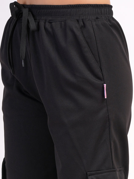 DEVPREET Women Four Pocket Cargo Pants Black